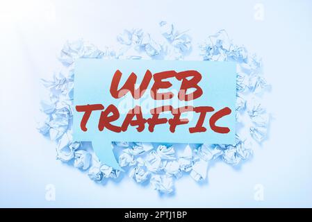 Text showing inspiration Web Traffic, Conceptual photo amount of web users and attempted visit measured of a website Stock Photo
