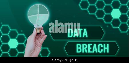 Sign displaying Data Breach, Internet Concept unauthorized release of confidential and secured details Stock Photo
