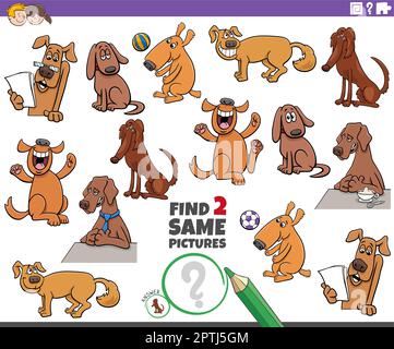 find two same dog characters task coloring book page Stock Vector Image ...