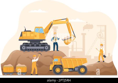 Mining Company with Heavy Yellow Dumper Trucks for Coal Mine Industrial ...