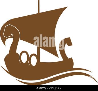 Viking ship icon logo design illustration Stock Vector