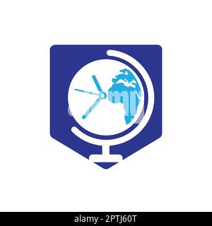 Time world vector logo design template. Time planet symbol or icon. Stock Vector