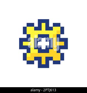 vector pixel art cog isolated cartoon Stock Vector Image & Art - Alamy