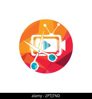 Movie film editor vector logo design. Video editing logo concept. Stock Vector