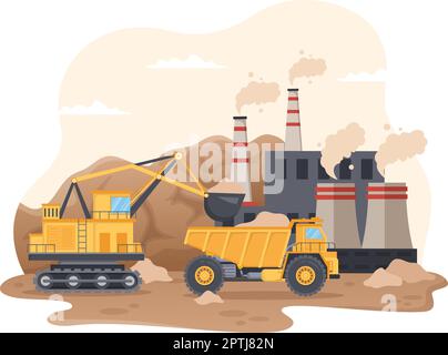 Mining Company with Heavy Yellow Dumper Trucks for Coal Mine Industrial ...