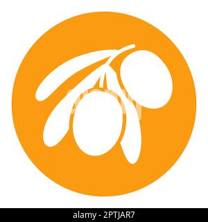 Olive branch, leaves and olives vector icon Stock Vector