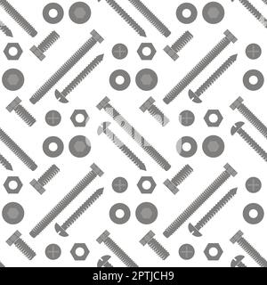 Screw hex bolt seamless pattern design illustration isolated on white background. Stock Vector