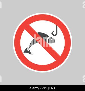 No fishing red prohibition sign Stock Vector