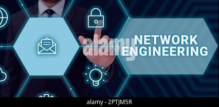 Text caption presenting Network Engineering, Business overview professional who has the skills to oversee the net Stock Photo