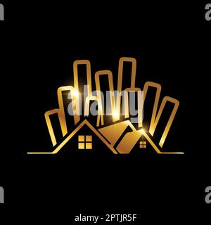 Golden Luxury Real Estate vector Icon Stock Vector Image & Art - Alamy