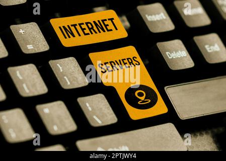Text showing inspiration Internet Servers, Word for delivers the content of the page back to the user Stock Photo