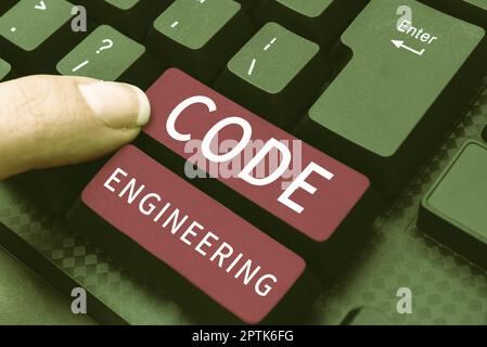 Inspiration showing sign Code Engineering, Concept meaning application of engineering to the development of software Stock Photo