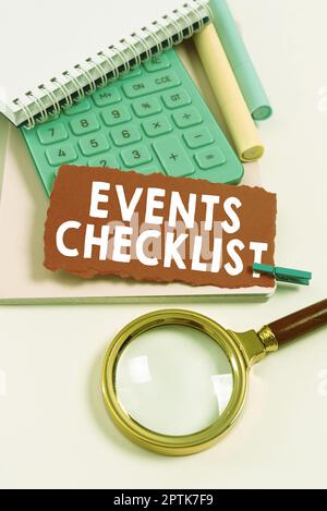Inspiration showing sign Events Checklist, Business overview invaluable tool for successfully managing your affair Stock Photo