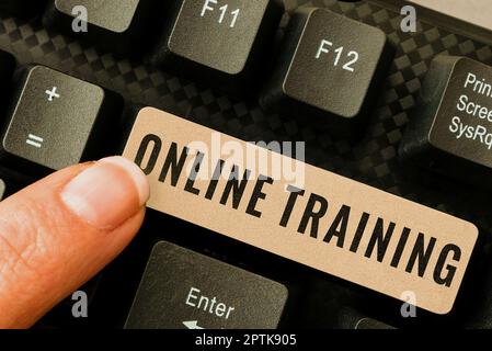 Conceptual display Online Training, Conceptual photo certain skill is only taught and attainable on the Internet Stock Photo