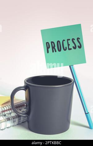 Conceptual display Process, Business concept series of progressive interdependent steps by which end is attained Stock Photo