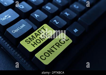 Text caption presenting Smart Home Control, Word for Internet of things technology of automation system Stock Photo