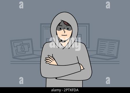Male hacker stand near computers Stock Vector Image & Art - Alamy