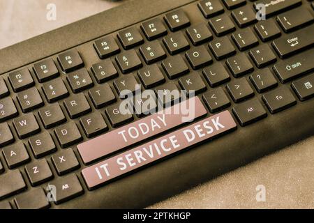 Sign displaying It Service Desk, Word for Technological support online assistance help center Stock Photo