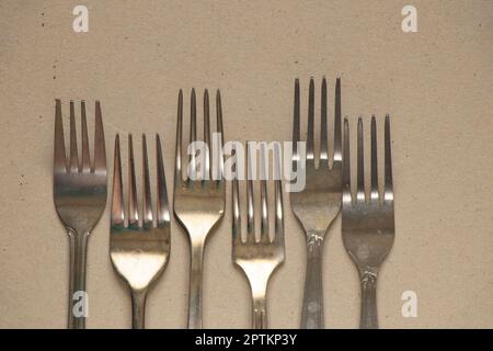 kitchen table forks on the table close up Stock Photo