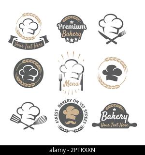 Bakery logo with rolling pin for restaurant Stock Vector