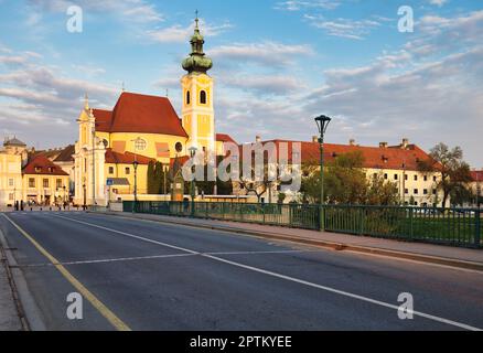 Architectural landmark of Gyor - Carmelite Baroque church, Hungary Stock Photo