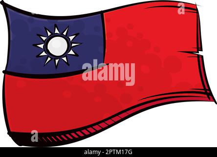 Painted Taiwan flag waving in wind Stock Vector Image & Art - Alamy