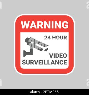 Video surveillance warning vector sticker Stock Vector