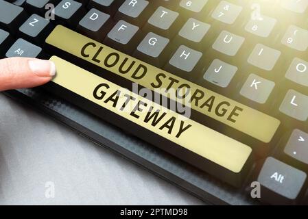 Text sign showing Cloud Storage Gateway, Word Written on Server which resides at the customer premises Stock Photo