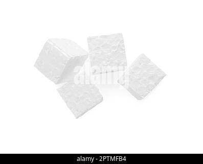 Styrofoam cubes on white background, top view Stock Photo