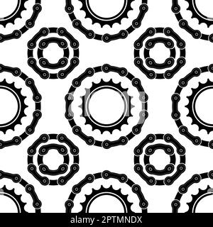 Different Bicycle Chain Frames Seamless Pattern Isolated on White Background. Stock Vector