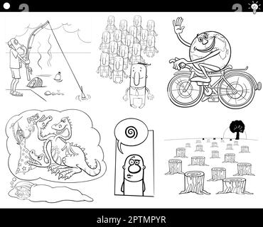 cartoon concepts or metaphors or proverbs set Stock Vector