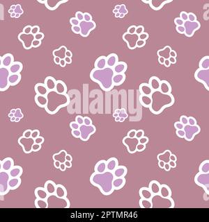 Dog and Cat paw seamless pattern vector doodle abstract animal footprint background for fabric, texture and wallpaper illustration for digital and print materials. Stock Vector