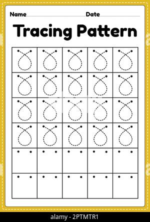 Tracing pattern loop lines worksheet for kindergarten, preschool and ...