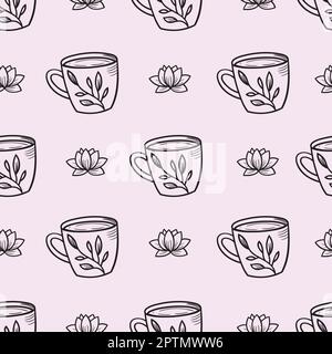 Teacups seamless repeat pattern background vector. Stock Vector