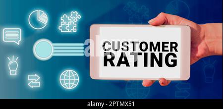 Text caption presenting Customer Rating, Word for gauge the customer satisfaction with a company s is product Stock Photo