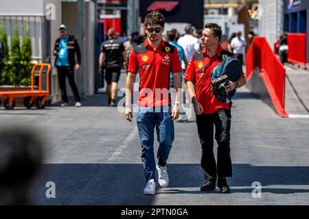 BAKU CITY CIRCUIT, AZERBAIJAN - APRIL 27: Charles Leclerc, Ferrari SF-23 during the Azerbaijan Grand Prix at Baku City Circuit on Thursday April 27, 2023 in Baku, Azerbaijan. (Photo by Michael Potts/BSR Agency) Stock Photo