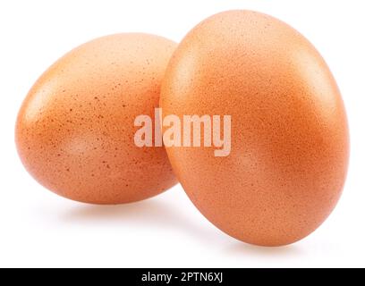 Brown chicken eggs isolated on white background. Stock Photo