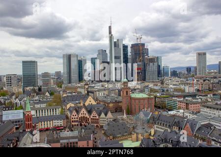 Beautiful view on Frankfurt am Main -  financial district in Frankfurt Hessen, Hesse, Germany