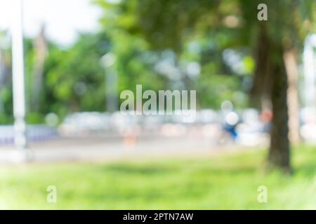 Abstract green nature bokeh background. Soft background blur of natural foliage. Stock Photo