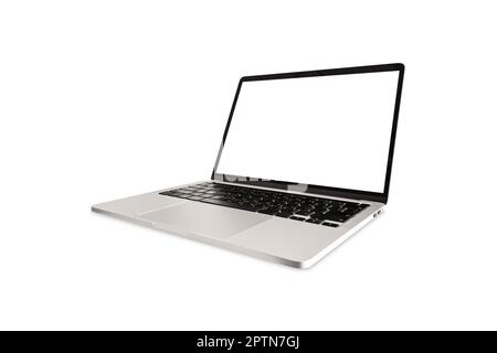Laptop computer with blank screen isolated on white background included clipping path. Stock Photo