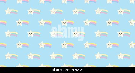 Cute shooting star repeat pattern background vector. Stock Vector
