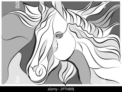 stained glass pattern horse Stock Vector