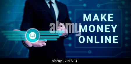Sign displaying Make Money Online, Word Written on Business Ecommerce Ebusiness Innovation Web Technology Stock Photo