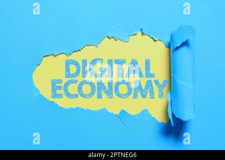 Text showing inspiration Digital Economy, Internet Concept economic activities that are based on digital technologies Stock Photo