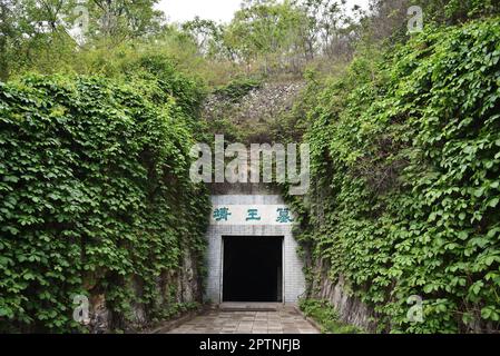 BAODING, CHINA - APRIL 28, 2023 - The entrance of the tomb of Liu Sheng, King Jing of Zhongshan, Baoding City, Hebei Province, China, April 28, 2023. Stock Photo