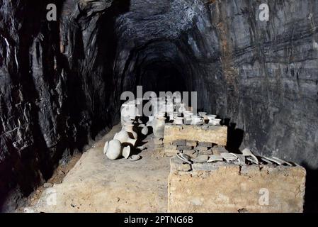 BAODING, CHINA - APRIL 28, 2023 - The warehouse where food is stored in the south ear chamber of Dou Wan Tomb in Baoding city, Hebei province, China, Stock Photo