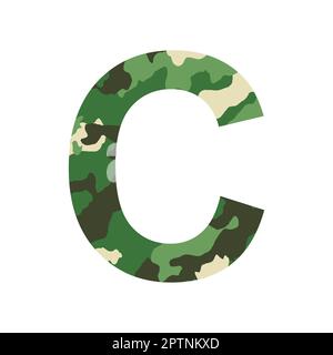 English alphabet letter C, khaki style isolated on white background - Vector illustration Stock Photo