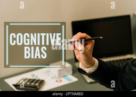 Conceptual caption Cognitive Bias, Business showcase Psychological treatment for mental disorders Stock Photo