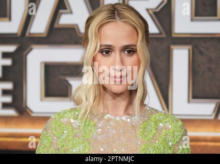 Los Angeles, USA. 27th Apr, 2023. Maria Bakalova arrives at the GUARDIANS OF THE GALAXY VOL. 3 World Premiere held at the The Dolby Theater in Hollywood, CA on Thursday, ?April 27, 2023. (Photo By Sthanlee B. Mirador/Sipa USA) Credit: Sipa USA/Alamy Live News Stock Photo