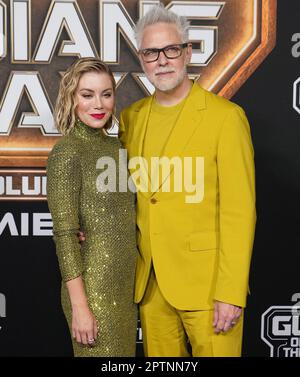(L-R) Jennifer Holland and James Gunn arrives at THE SUICIDE SQUAD